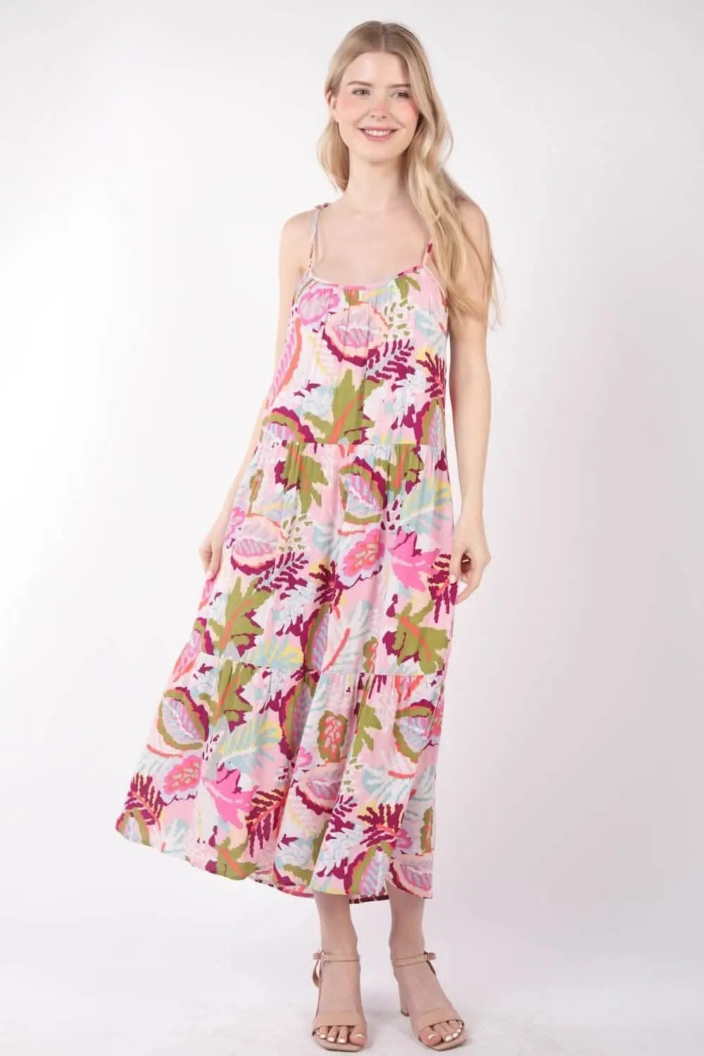 Very J Tropical Printed Cami Midi Dress for Summer Fun - Love Salve